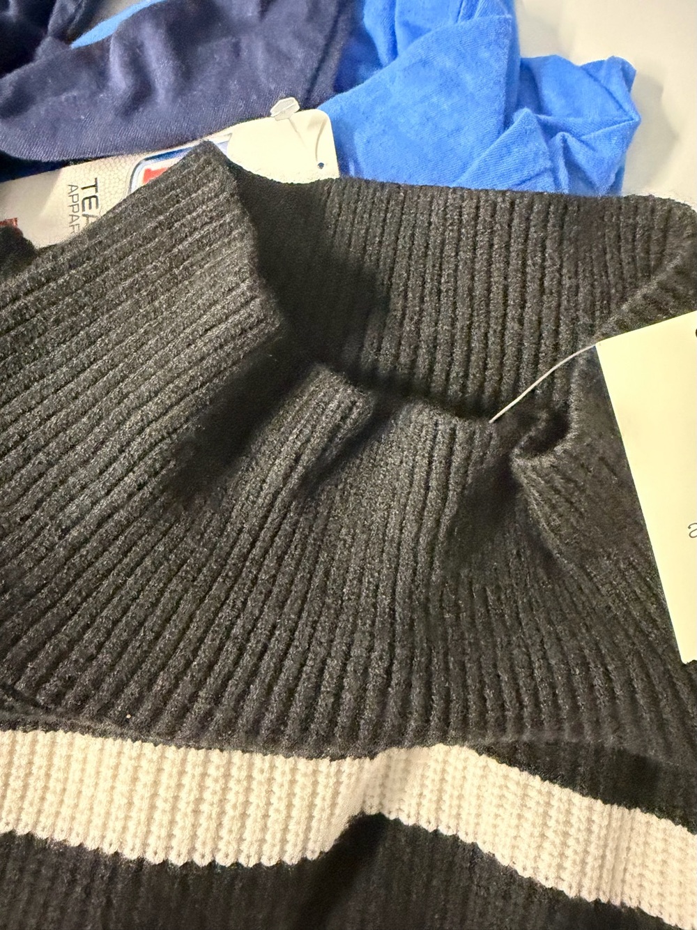 a new day Black Ribbed Turtleneck Sweater with Cream Stripe XXL nwt